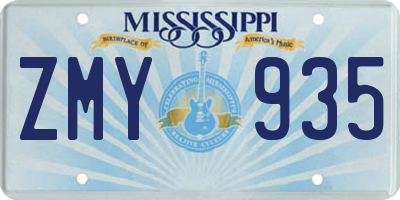 MS license plate ZMY935