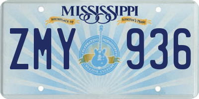 MS license plate ZMY936