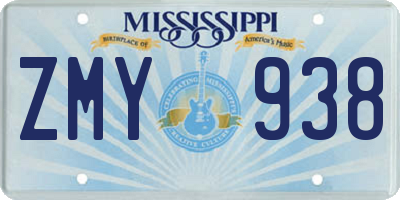 MS license plate ZMY938