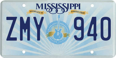 MS license plate ZMY940