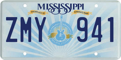 MS license plate ZMY941