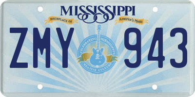 MS license plate ZMY943