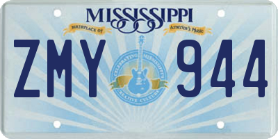 MS license plate ZMY944