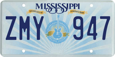 MS license plate ZMY947