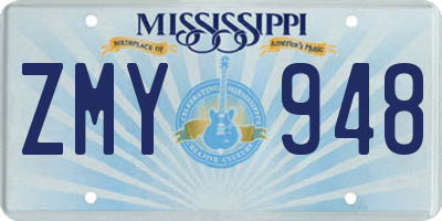MS license plate ZMY948