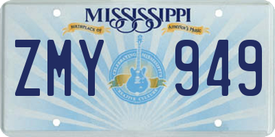 MS license plate ZMY949