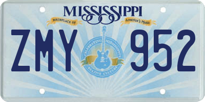MS license plate ZMY952
