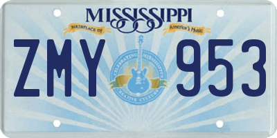 MS license plate ZMY953
