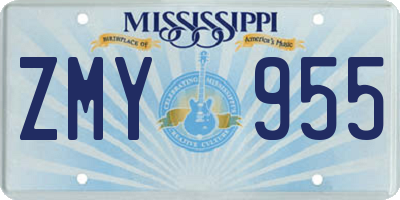MS license plate ZMY955