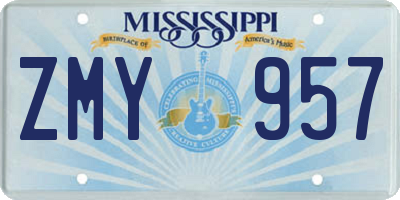 MS license plate ZMY957