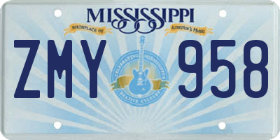 MS license plate ZMY958