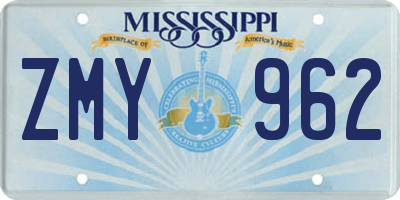MS license plate ZMY962