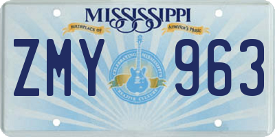 MS license plate ZMY963