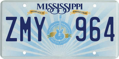 MS license plate ZMY964