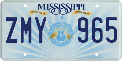 MS license plate ZMY965