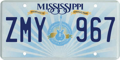MS license plate ZMY967