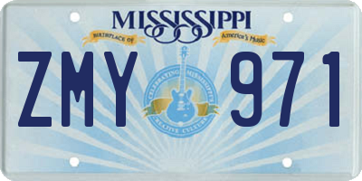 MS license plate ZMY971