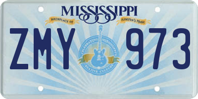 MS license plate ZMY973