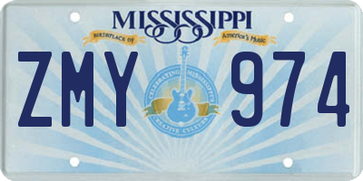 MS license plate ZMY974