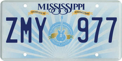 MS license plate ZMY977