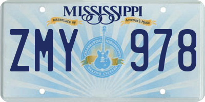 MS license plate ZMY978