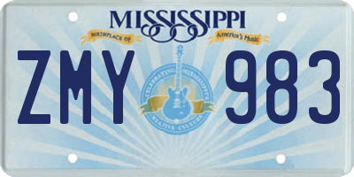 MS license plate ZMY983