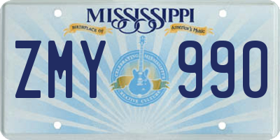 MS license plate ZMY990