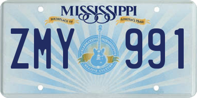 MS license plate ZMY991