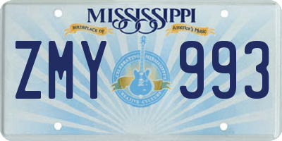 MS license plate ZMY993