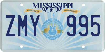 MS license plate ZMY995