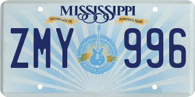 MS license plate ZMY996