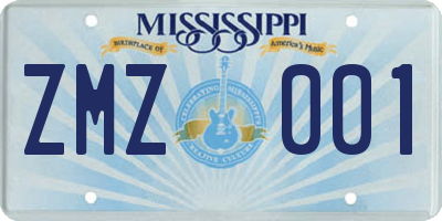MS license plate ZMZ001