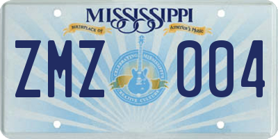 MS license plate ZMZ004