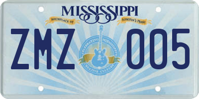 MS license plate ZMZ005