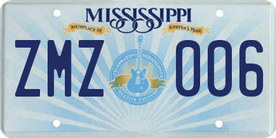 MS license plate ZMZ006