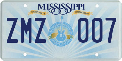 MS license plate ZMZ007