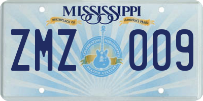 MS license plate ZMZ009