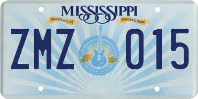 MS license plate ZMZ015