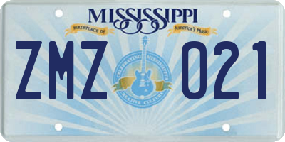 MS license plate ZMZ021