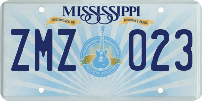MS license plate ZMZ023