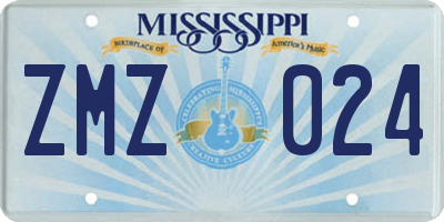 MS license plate ZMZ024