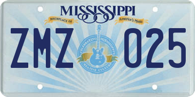 MS license plate ZMZ025
