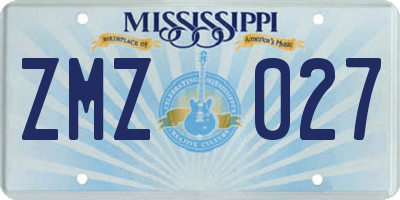 MS license plate ZMZ027
