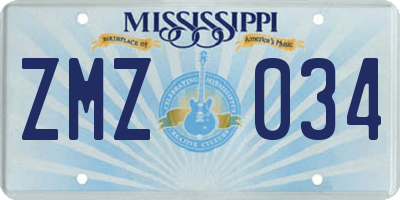 MS license plate ZMZ034