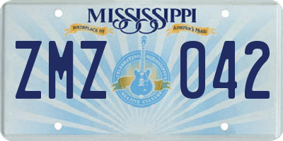 MS license plate ZMZ042