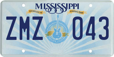 MS license plate ZMZ043