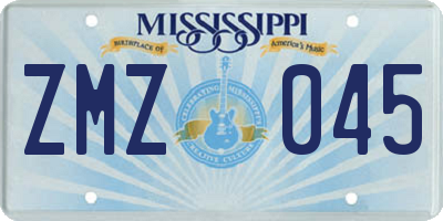 MS license plate ZMZ045