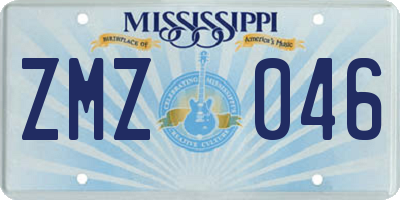 MS license plate ZMZ046