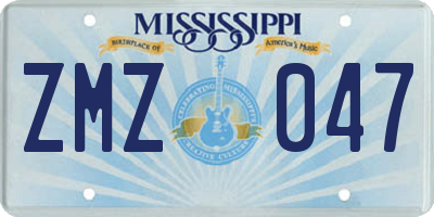 MS license plate ZMZ047