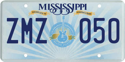 MS license plate ZMZ050